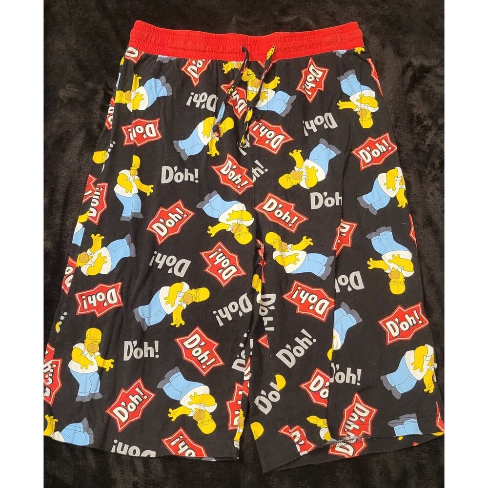 The Simpsons Short Pajama Pants Black Design Yellow Homer Simpson Boys Youth XL